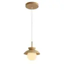 Suspension Sinoa avec base ronde en verre Imitation fruits de bois marron 