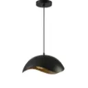 Suspension LED Solene en métal noir forme de dôme nordique ondulé 