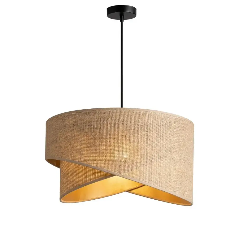Suspension Vita en jute et abat-jours doubles croisés beige