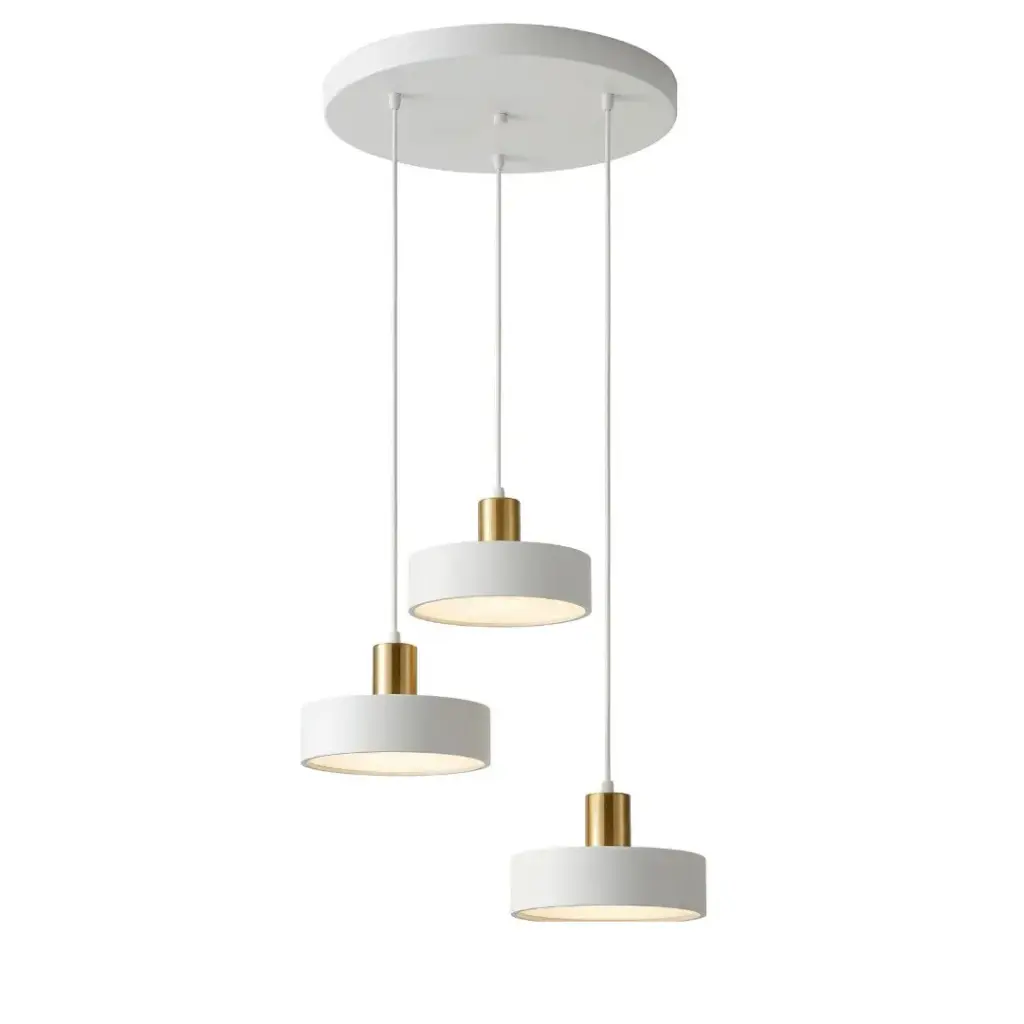 Lustre 3 lampes LED Kuly en métal blanc dorée  