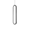 Suspension LED en métal base noir et abat-jour allongé verre opalin 