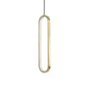 Suspension LED en métal base doré et abat-jour allongé verre opalin 