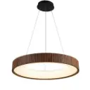 Suspension LED Brilagi en métal base noir , aspect bois noyer