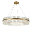 Suspension LED Francesca en métal base doré verre crystal tricolore 