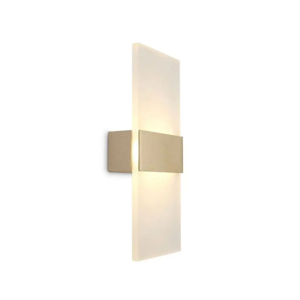 Applique murale LED carrée en acrylique doré éclairage tricolore