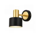 Applique murale cylindrique en métal scandinave noir et laiton 
