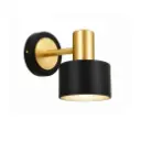 Applique murale cylindrique en métal scandinave noir et laiton 