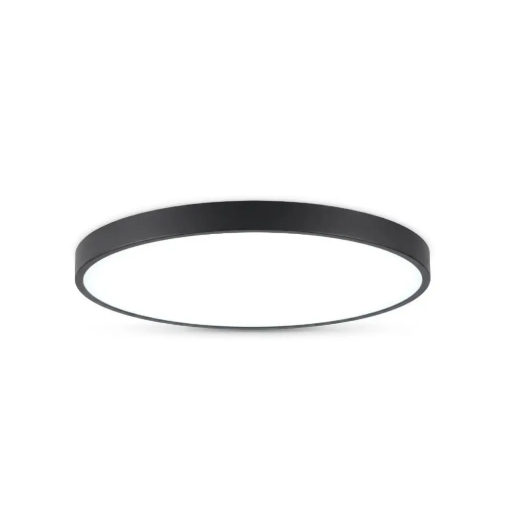 Plafonnier Hadon rond en métal noir éclairage tricolore Ø50