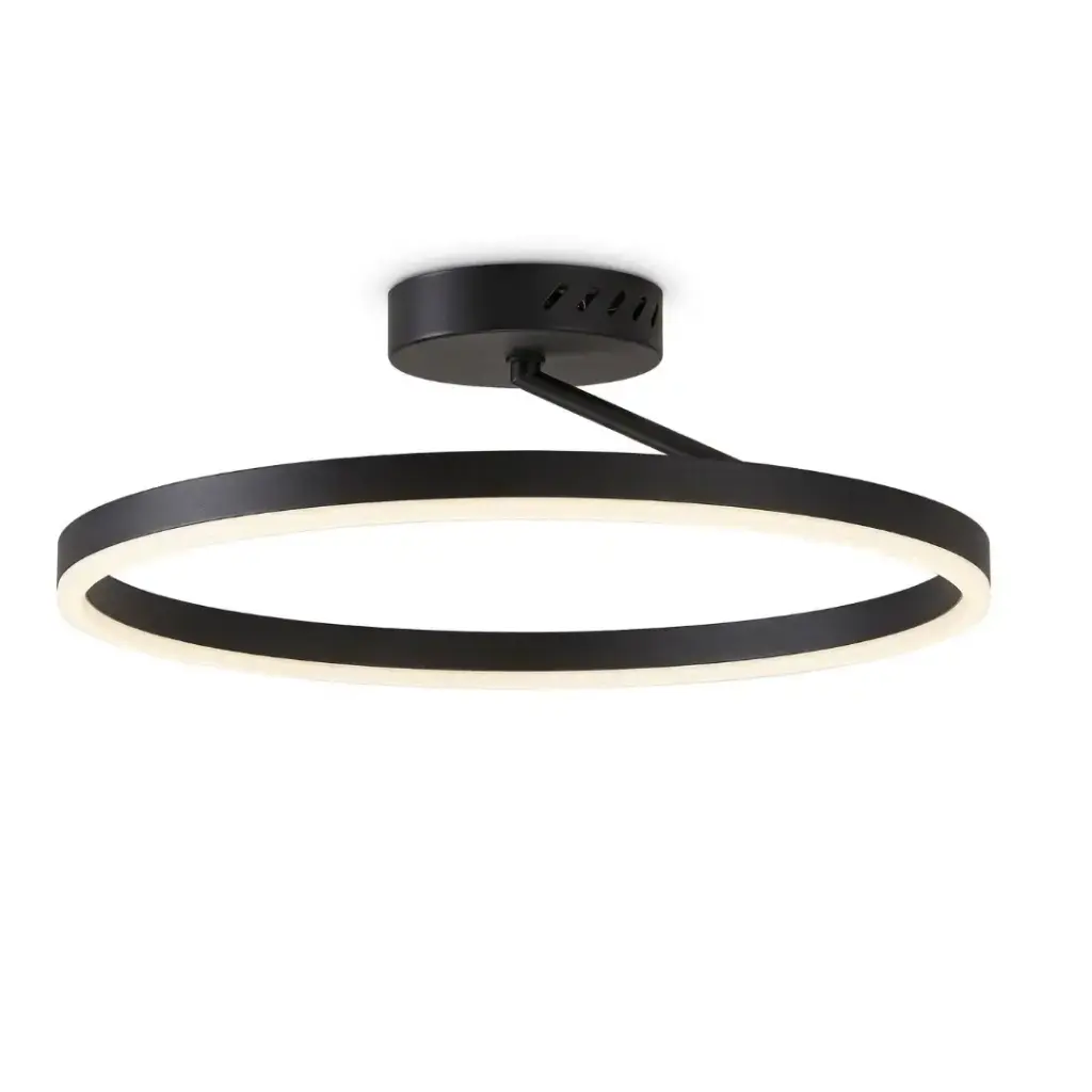 Plafonnier LED Arisha circulaire en acrylique noir éclairage tricolore Ø50