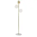 Lampadaire 3 globes marbre en métal doré et verre blanc 