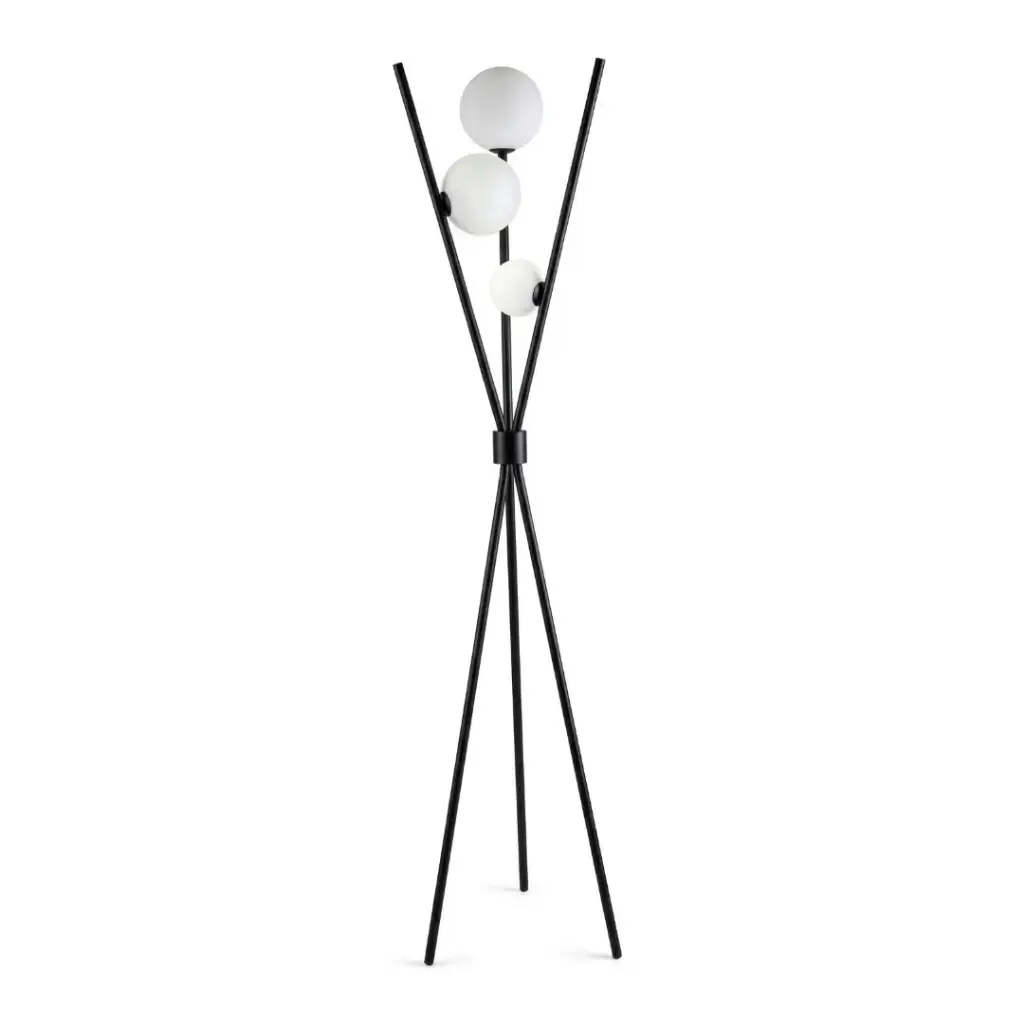 Lampadaire triple Phoebe en verre noir et blanc 