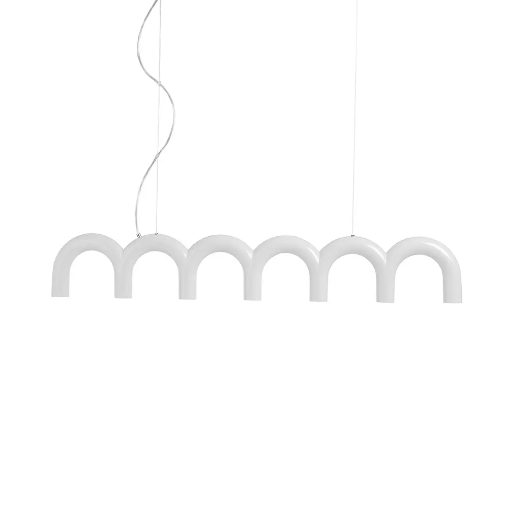 Suspension Hashira forme courbée en métal blanc éclairage tricolore 