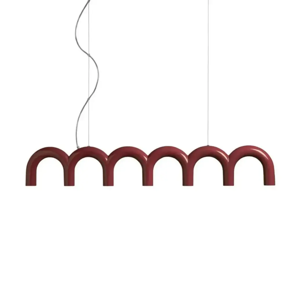 Suspension Hashira forme courbée en métal rouge éclairage tricolore 