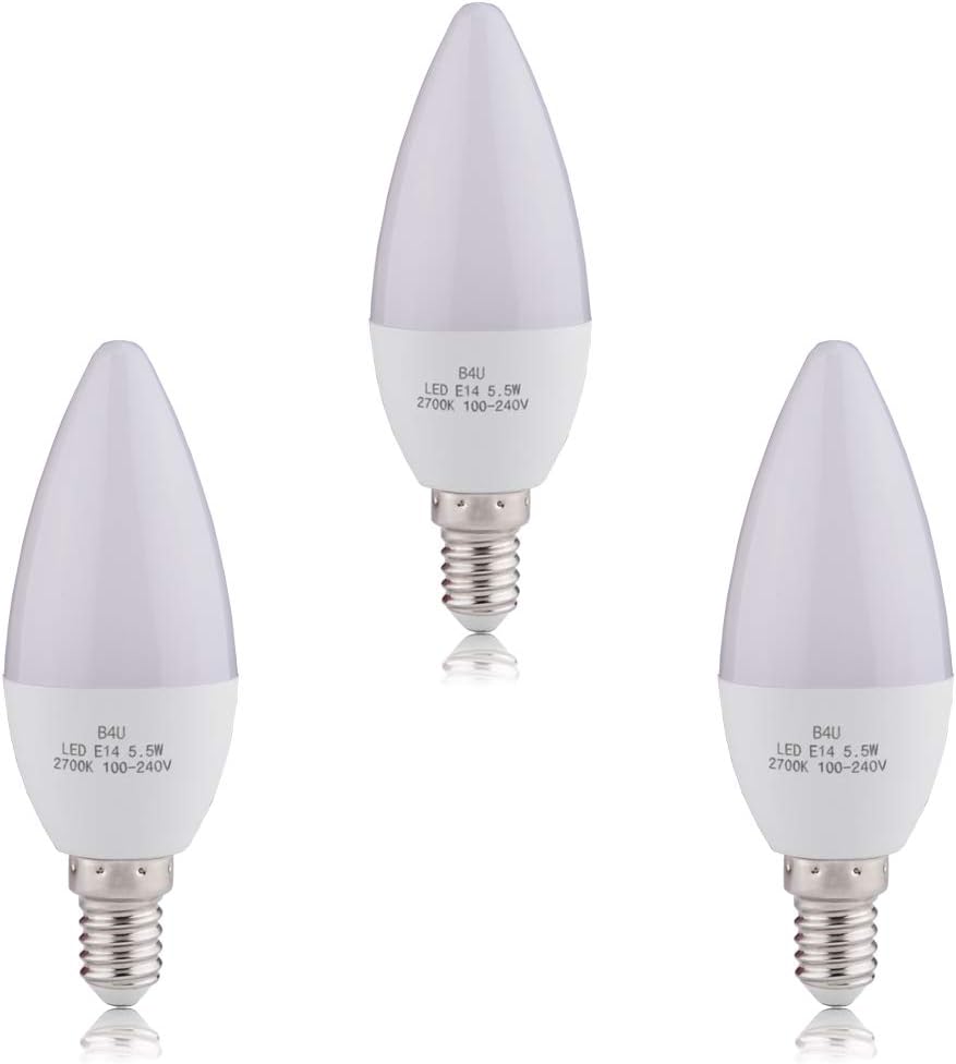 Pack de 3 Ampoules LED Bougie C37 E14 5.5W Lumière jaune