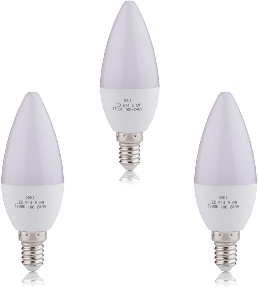 Pack de 3 Ampoules LED Bougie C37 E14 5.5W Lumière jaune