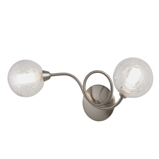 Applique Adoni 2 lampes en métal nickel satiné et verre transparent