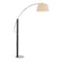Lampadaire arc Manhattan en métal nickel satiné et noir sablé