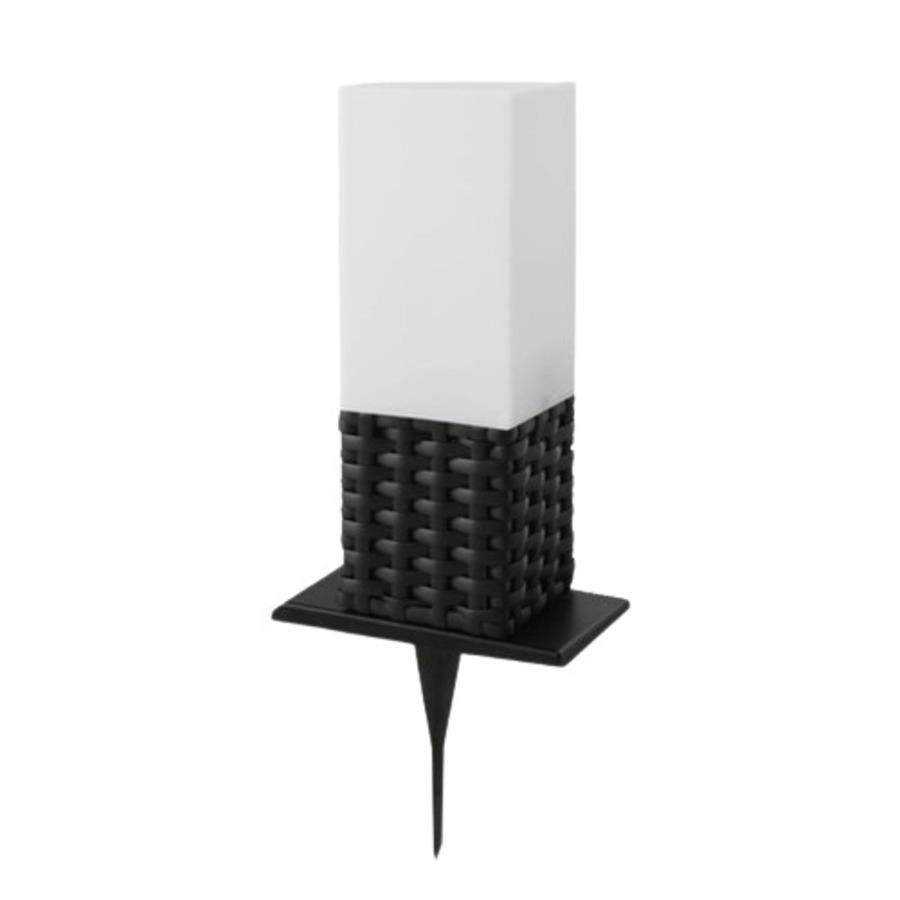 BOSTON - Borne de jardin en rotin noir étanche IP44
