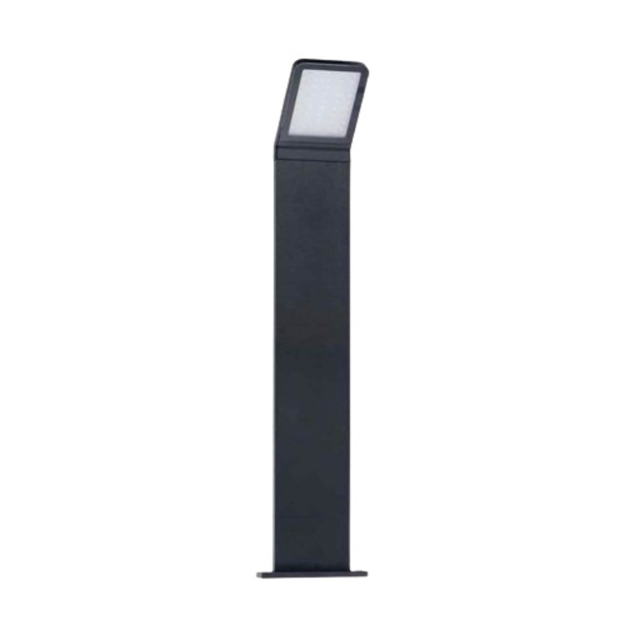 Borne de jardin LED Sevia en acier inoxydable noir étanche