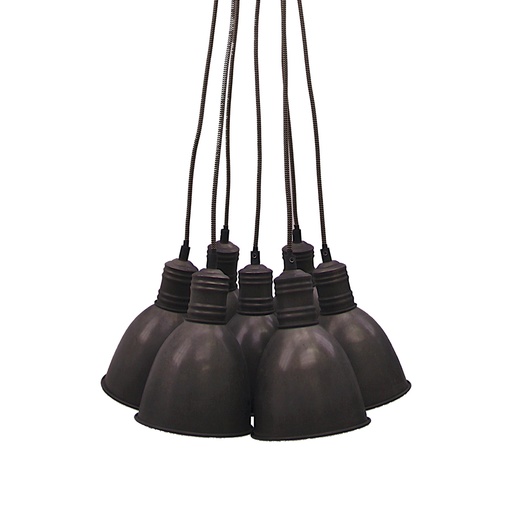 Lustre 7 lampes timola en métal acier noir