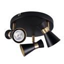 MILENO - Applique / Plafonnier 3 lampes en acier noir et doré Ø20
