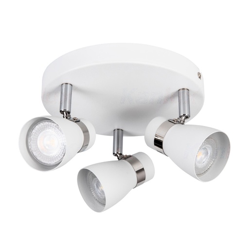 ENALI - Applique / Plafonnier 3 lampes en acier blanc Ø20