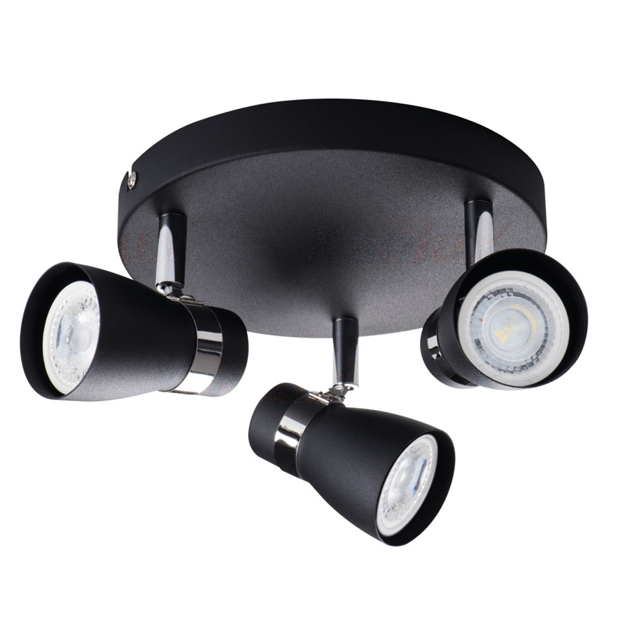 ENALI - Applique / Plafonnier 3 lampes en acier noir