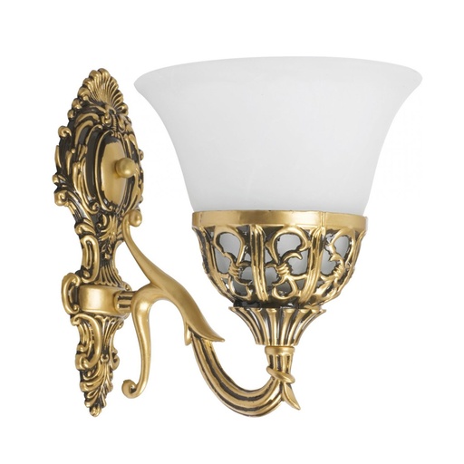 Applique Korynt I en verre blanc et zamak doré