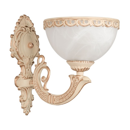 Applique Olimpia I en verre blanc et zamak doré