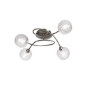 Lustre/plafonnier Adoni 4 lampes en métal nickel satiné et verre transparent