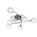 Lustre/plafonnier Adoni 6 lampes en métal laiton et verre transparent