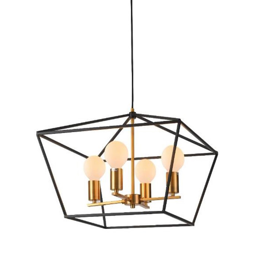 Lustre Agora 4 lampes en métal noir/cuivre brossé Ø50