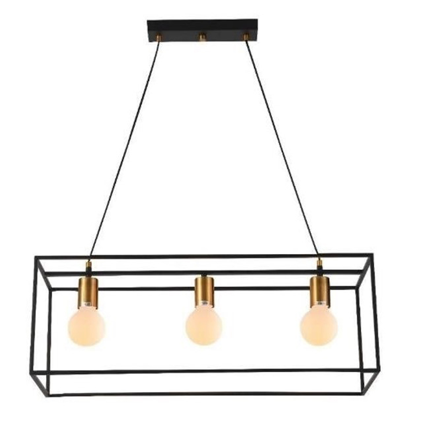 Lustre Agora 3 lampes en métal noir/cuivre brossé Ø25