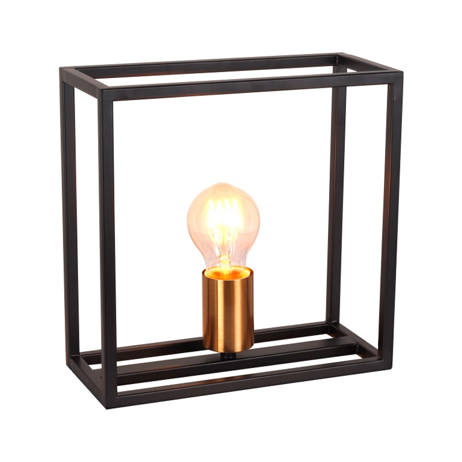 Lampe à poser Agora en métal noir et cuivre H21