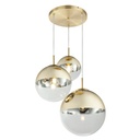 VARUS - Lustre 3 lampes en métal doré et verre transparent