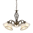 Lustre 5 lampes odin en métal vieux laiton et verre satiné