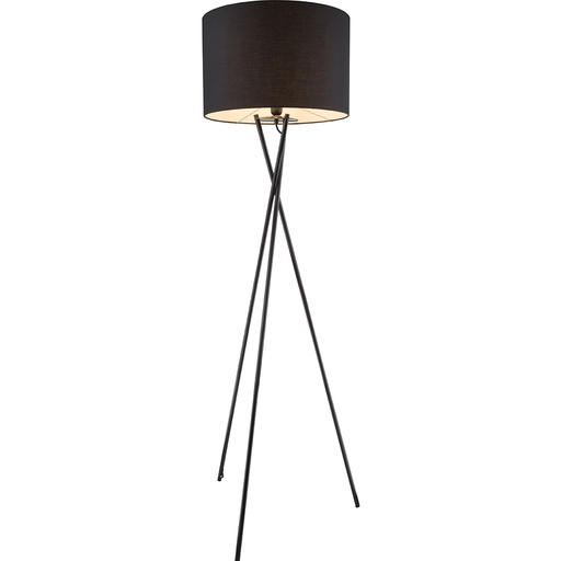 Lampadaire Gustav en métal noir et textile noir