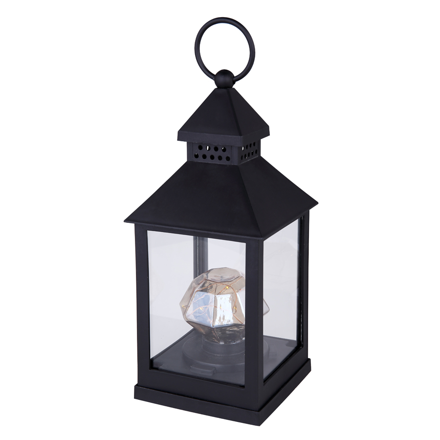 Lampe à poser Nonni forme diamant en métal noir et verre claire Ø27.5