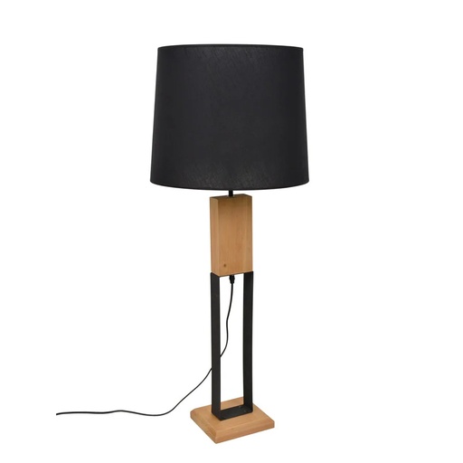HAUSSMANN - Lampe à poser en bois naturel et métal noir