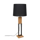 HAUSSMANN - Lampe à poser en bois naturel et métal noir H100