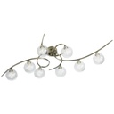 Lustre / plafonnier design 8 lampes en métal nickel satiné et verre transparent