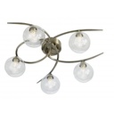 Plafonnier 5 lampes Design en métal laiton et verre transparent