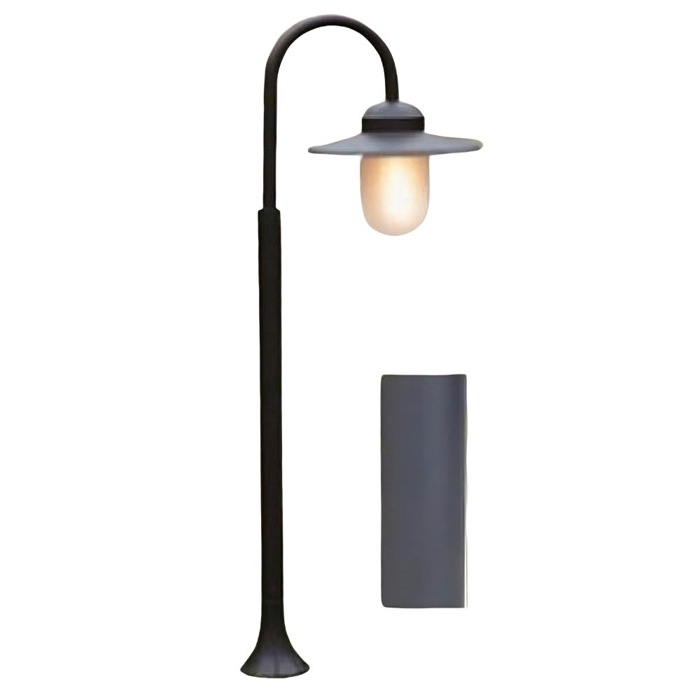 Borne de jardin en métal noir étanche IP44