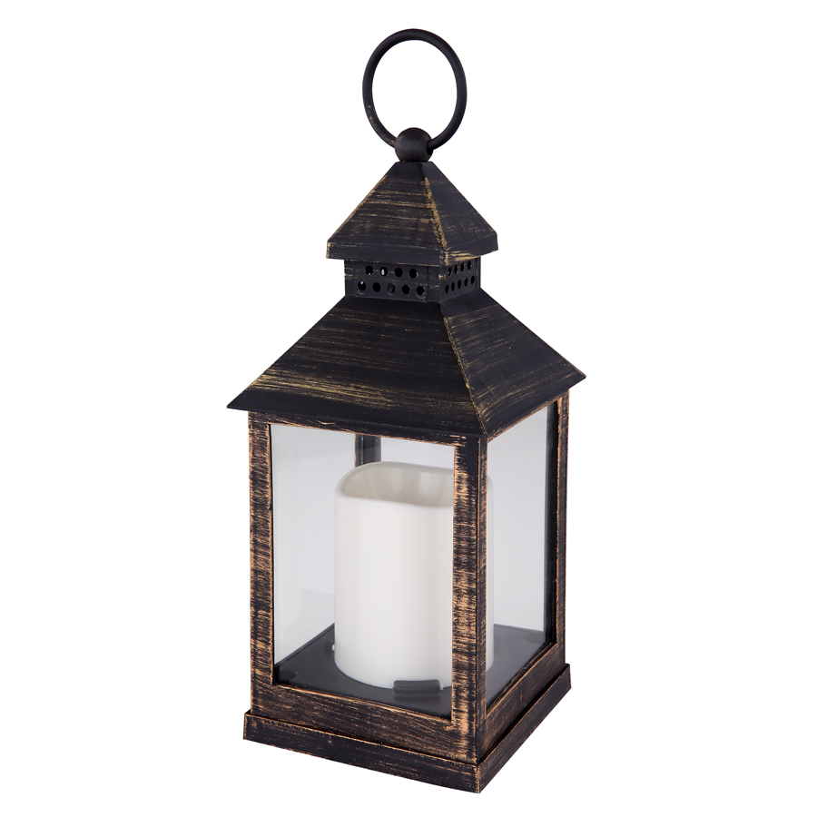 [GLO2817916BN] Lampe à poser Nonni forme bougie en métal bronze et verre claire Ø27.5