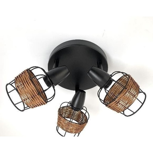 [MACKB203] Spot/plafonnier Dura 3 lampes en métal noir