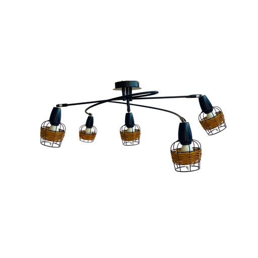 [MACKB204] Spot/plafonnier Dura 5 lampes en métal noir