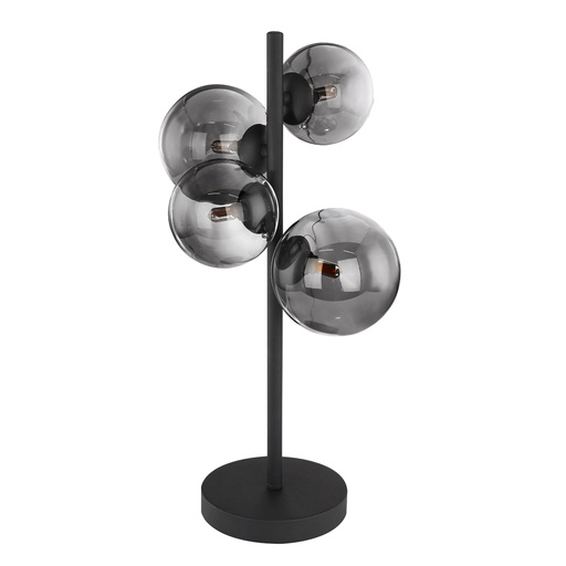 [GLO561334T] RIHA - Lampe à poser en métal noir et verre fumé