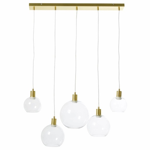 [MM190674] Lustre 5 globes cooper en verre et métal doré