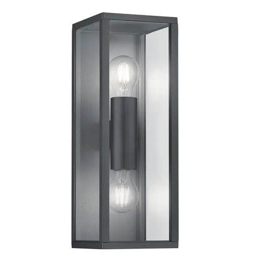[EVXL201] Applique 2 lampes Garonne en fonte d'aluminium anthracite, verre transparent étanche