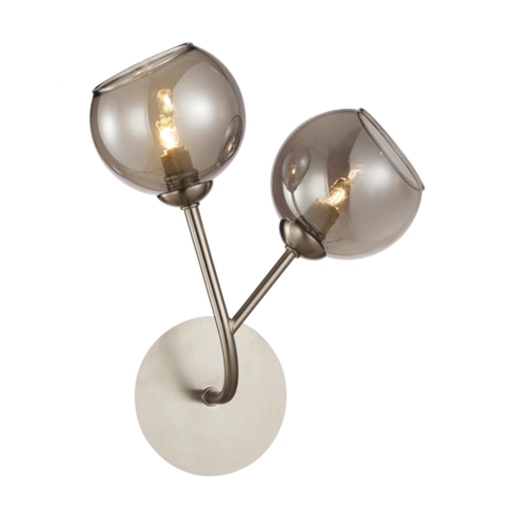 [LXSTVM416] Applique Smoke 2 lampes en métal nickel satiné et verre fumé